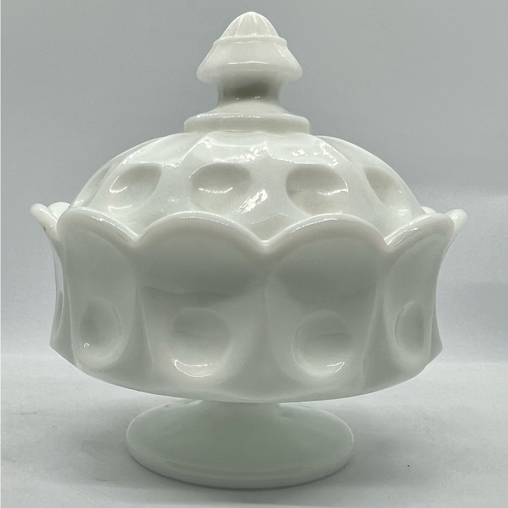 Westmoreland Milk Glass Thumbprint Compote